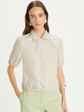Tory Burch Women's Short-Sleeve Zip Polo - Cream